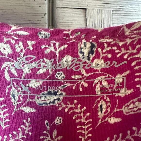 Eddie Bauer sleeveless Dress cotton floral, drawstring v-neck crisscross - Picture 4 of 9